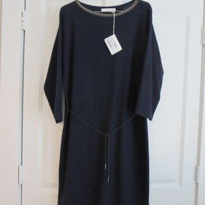 New Fabiana Filippi Monili Trim Knitted Dress W/ Self Tie US 6-8 / S-M / IT 42